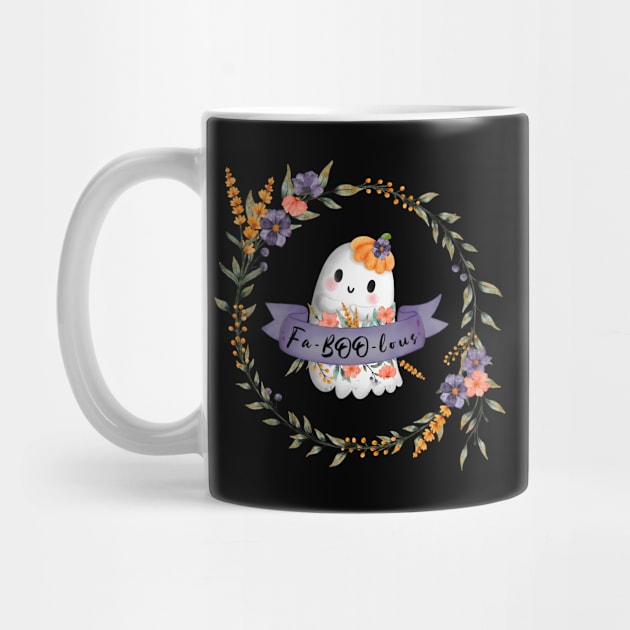 Fa -BOO-lous Ghost with flowers by Catmaleon Design